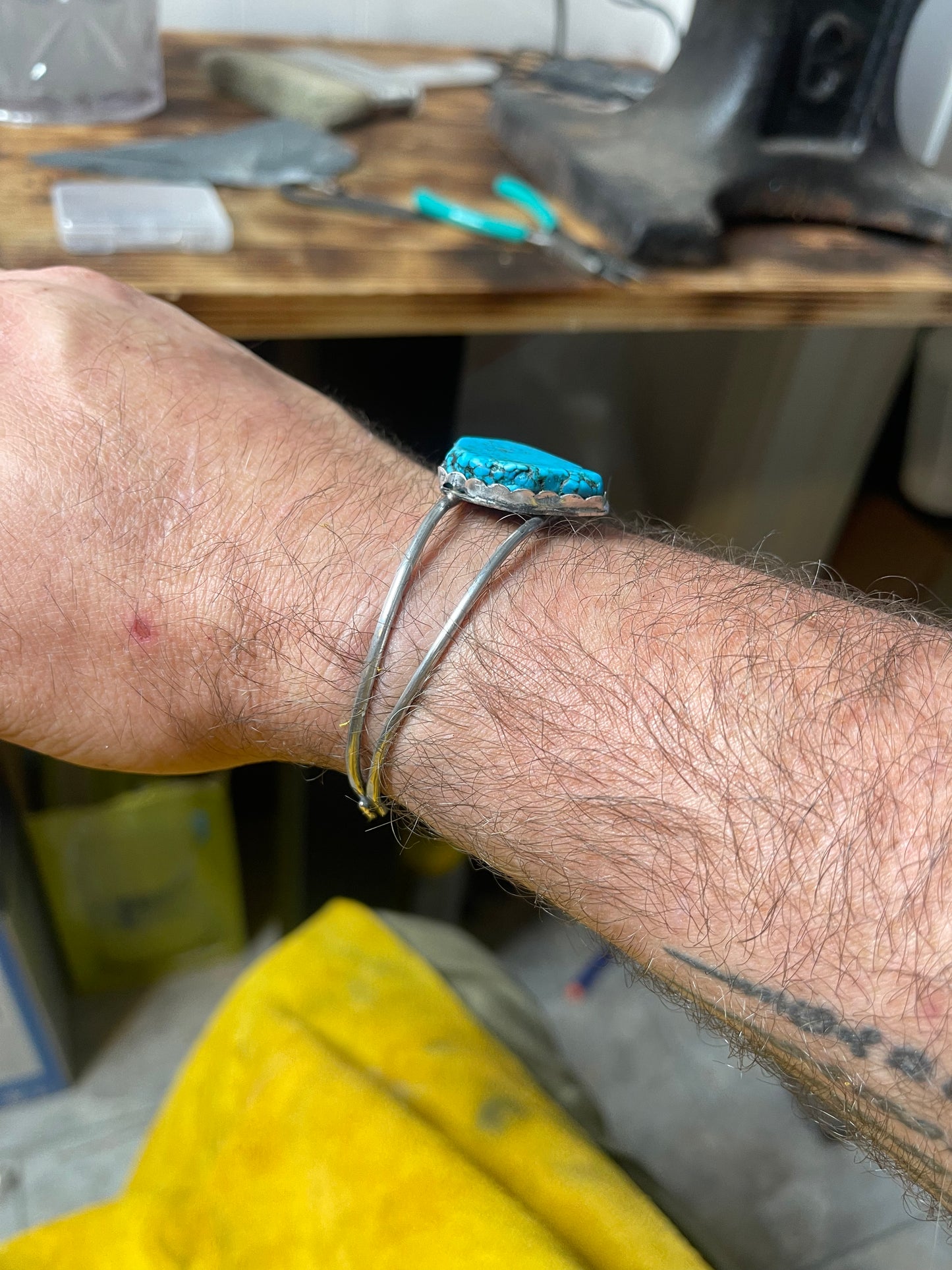 Raw Turquoise Sterling Silver Cuff Bracelet