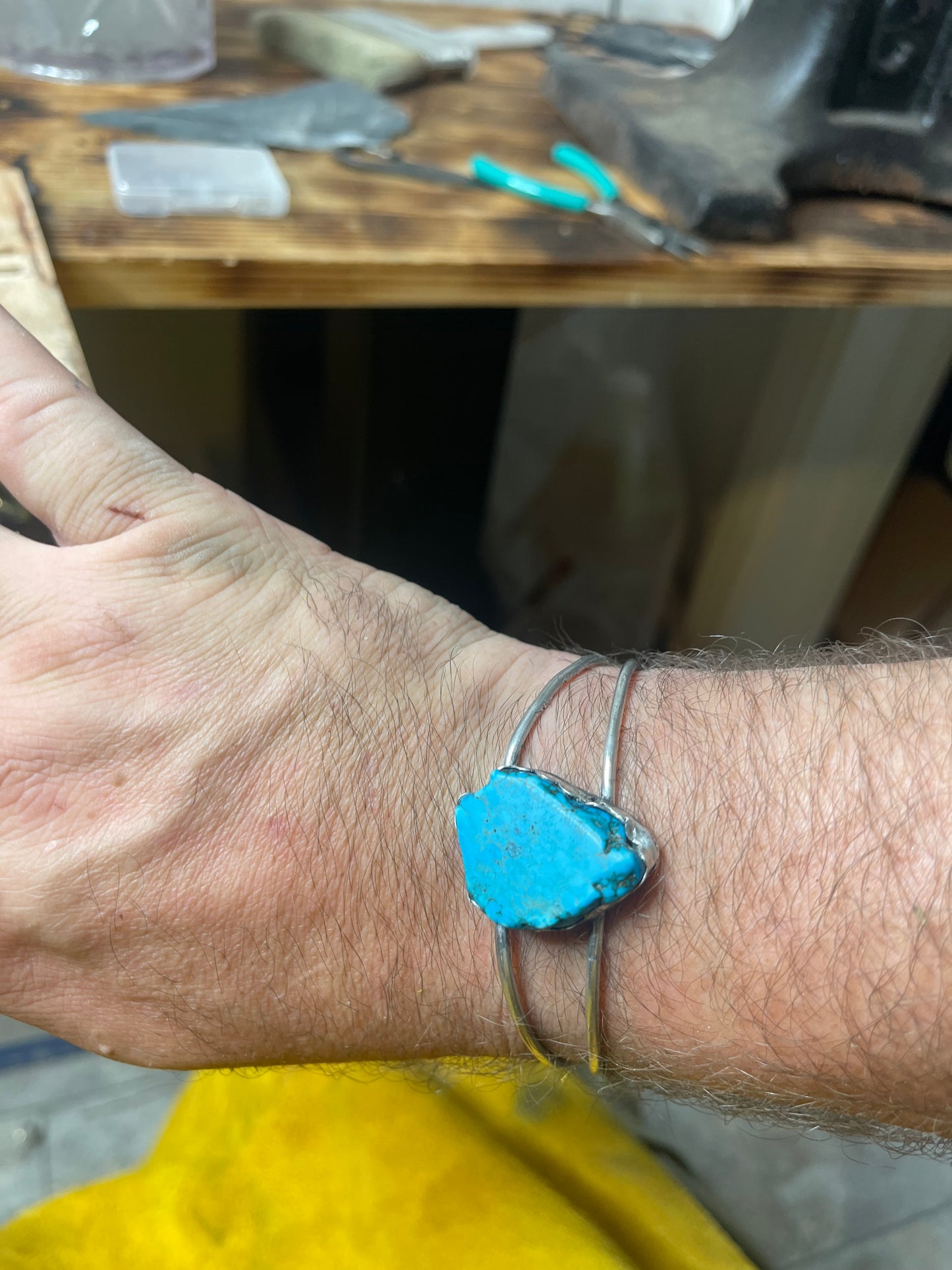 Raw Turquoise Sterling Silver Cuff Bracelet