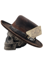 Distressed Black Hat with Tarot card 