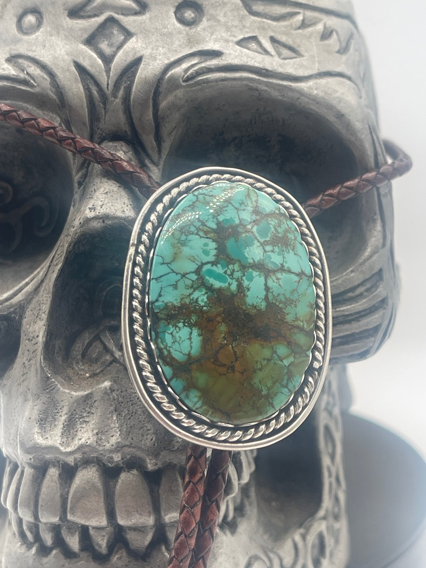 Earth and Sky Handmade Silver and Turquoise Bolo